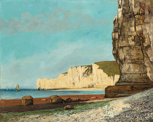  Etretat. The cliffs Print by Gustave Courbet