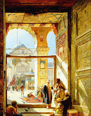  Gate of the Great Mosque. Damascus Print by Gustav Bauernfeind