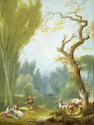A Game of Horse and Rider Print by Jean-Honore Fragonard