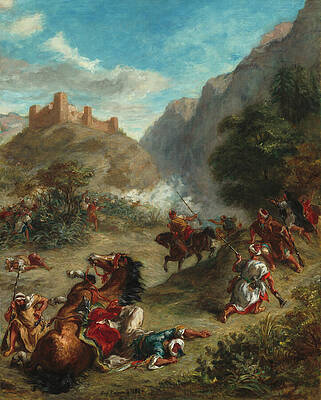 Arabs Skirmishing in the Mountains Print by Eugene Delacroix