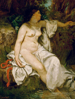 Bather Sleeping By A Brook Print by Gustave Courbet