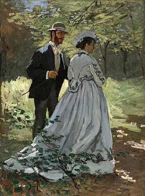 Bazille and Camille. Study for Dejeuner sur l'Herbe Print by Claude Monet