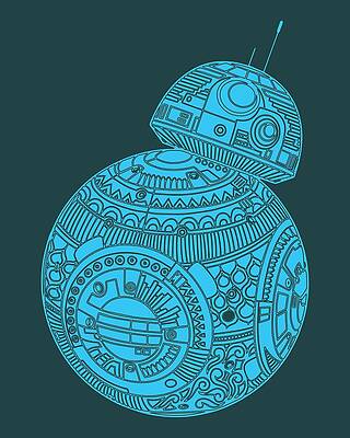 Wall Art - Mixed Media - BB8 DROID - Star Wars Art, Blue #3 by Studio Grafiikka