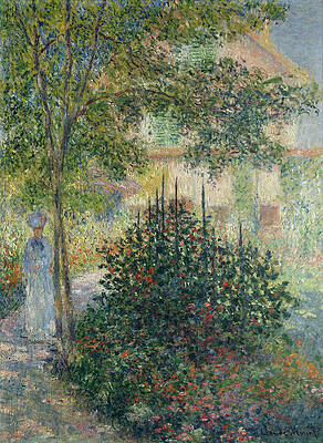 Camille Monet in the Garden at Argenteuil Print by Claude Monet