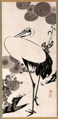 Cranes Print by Ito Jakuchu