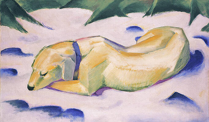 Dog Lying in the Snow Print by Franz Marc