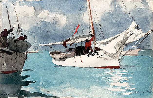 Fishing Boats. Key West Print by Winslow Homer