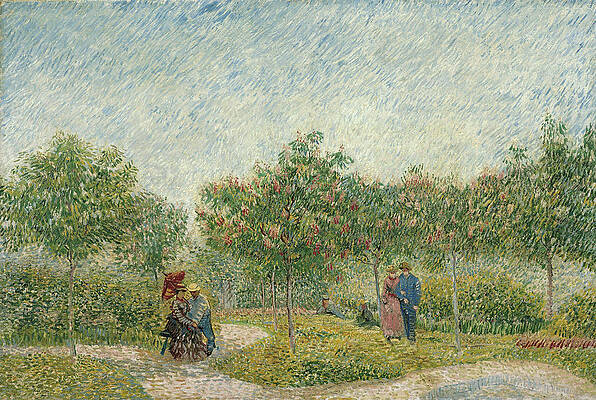 Garden in Montmarte with lovers Print by Vincent van Gogh