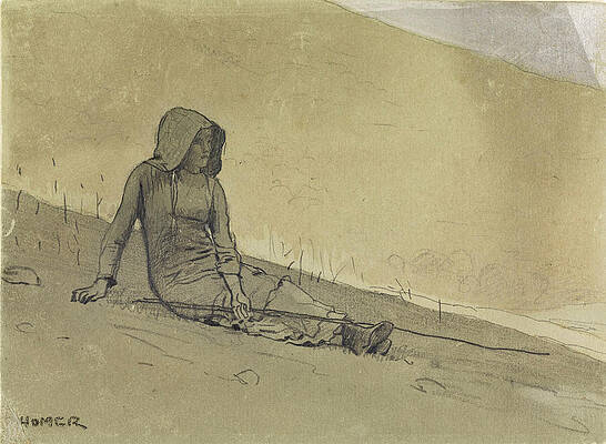 Girl Seated on a Hillside Print by Winslow Homer