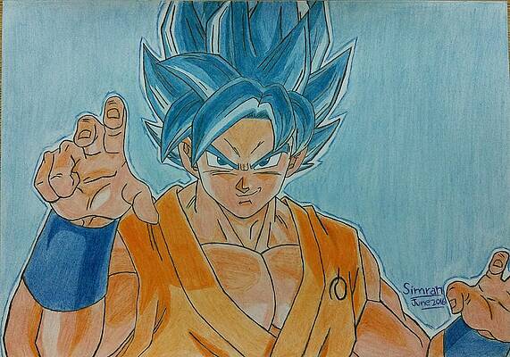 Wall Art - Drawing - Goku Super Saiyan God by Simran