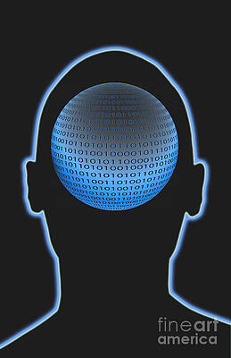 Wall Art - Photograph - Head With Binary Numbers #1 by George Mattei
