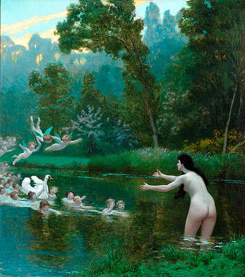 Leda and the Swan Print by Jean-Leon Gerome