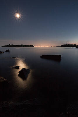 Wall Art - Photograph - Moon over Thunder Bay from Silver Harbour #1 by Jakub Sisak