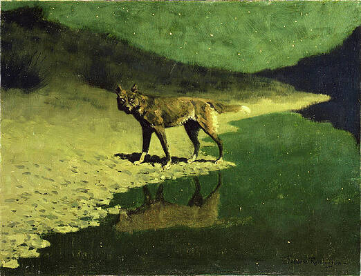 Moonlight. Wolf Print by Frederic Remington