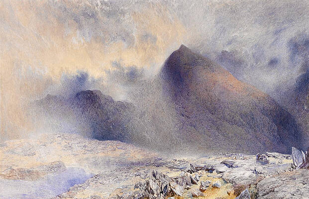 Mount Snowdon through Clearing Clouds Print by Alfred William Hunt