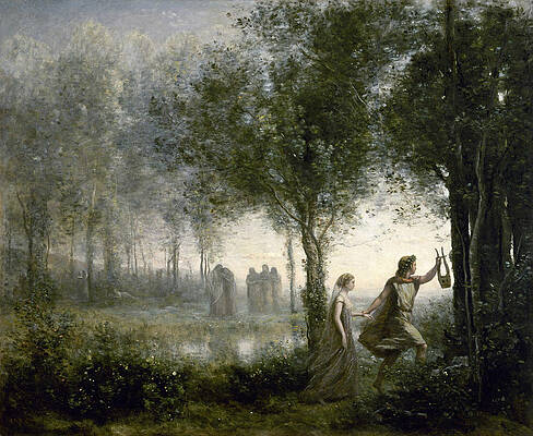 Orpheus Leading Eurydice from the Underworld Print by Jean-Baptiste-Camille Corot