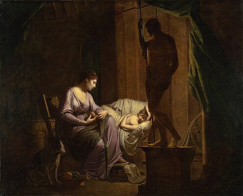 Penelope Unraveling Her Web Print by Joseph Wright of Derby