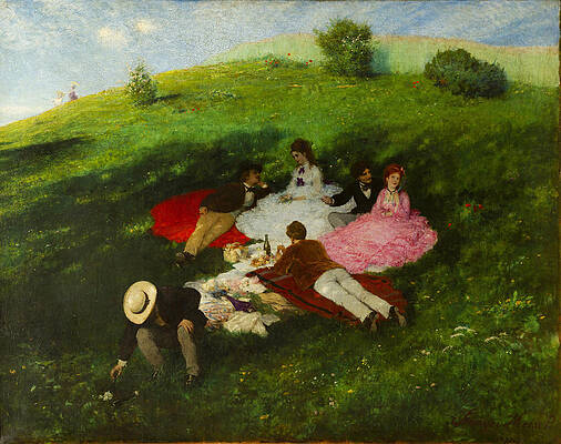 Picnic In May Print by Pal Szinyei Merse