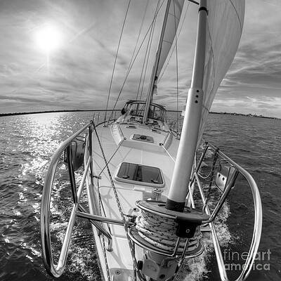 Wall Art - Photograph - Sailing Yacht Fate Beneteau 49 Black and White #1 by Dustin K Ryan