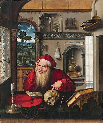 Saint Jerome in His Study Print by Joos van Cleve