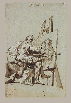 Saint Luke Painting The Virgin Print by Georg Anton Urlaub