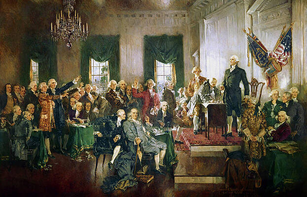 Wall Art - Painting - Scene at the Signing of the Constitution by Howard Chandler Christy