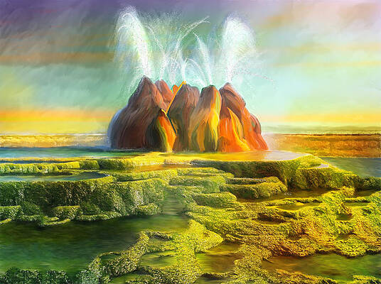 Spitting-Fly Geyser In Nevada by Angela Stanton Spitting-Fly Geyser In Nevada by Angela Stanton
