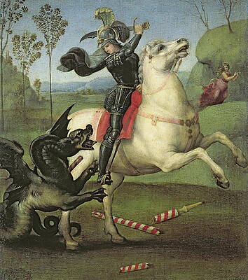 St. George Struggling with the Dragon Print by Raphael