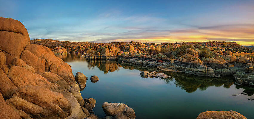 Wall Art - Photograph - Sunset above Watson Lake in Prescott, Arizona #1 by Miroslav Liska