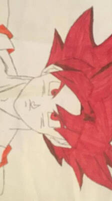 Wall Art - Drawing - Super Sayian God Goku by Jason Pluebell