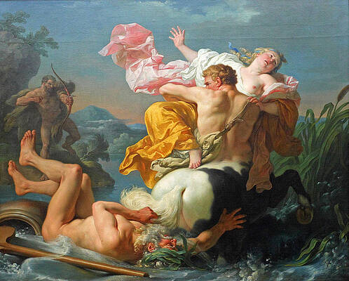 The Abduction Of Deianeira By The Centaur Nessus Print by Louis-Jean-Francois Lagrenee