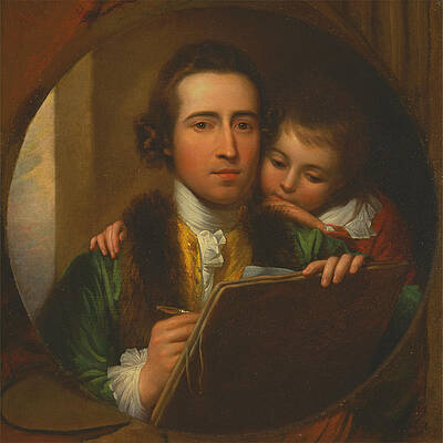 The Artist and His Son Raphael Print by Benjamin West