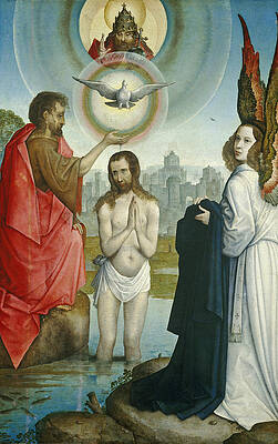 The Baptism of Christ Print by Juan de Flandes