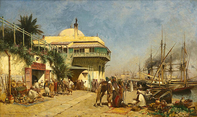 The Port Of Algiers Print by Alfred Wordsworth Thompson