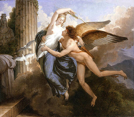 The Reunion of Cupid and Psyche Print by Jean-Pierre Saint-Ours