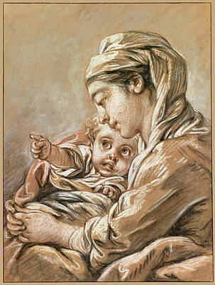 The Virgin and Child Print by Francois Boucher