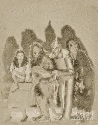 Wall Art - Drawing - The Wizard of Oz Cast by Esoterica Art Agency