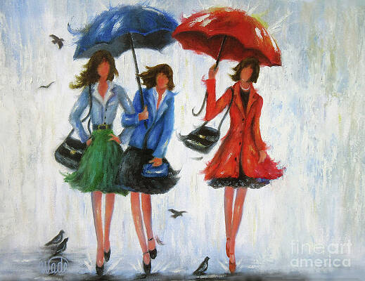Girl In Rain Paintings Fine Art America