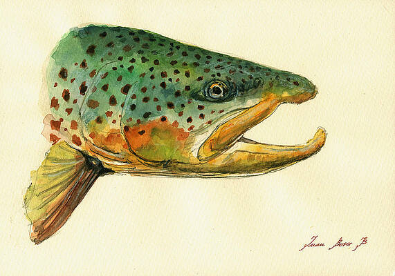 oil on panel 14X11 Brook Trout unframed realism fly fishing 2021 painting