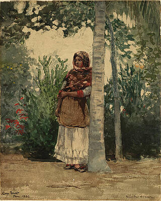 Under a Palm Tree Print by Winslow Homer