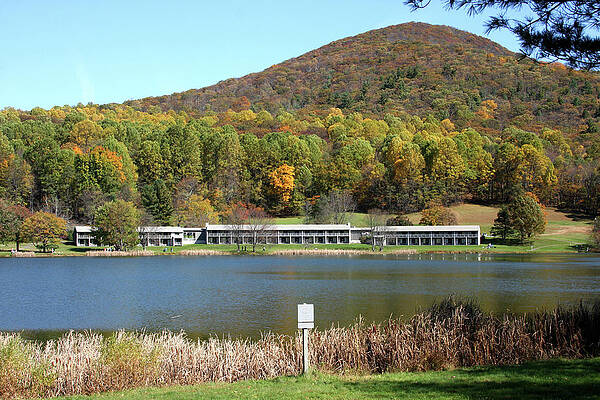 View of Peaks of Otter lodge and Abbott Lake in autumn by Emanuel Tanjala View of Peaks of Otter lodge and Abbott Lake in autumn by Emanuel Tanjala