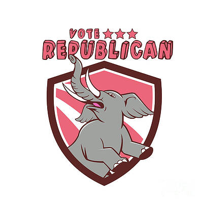 Wall Art - Digital Art - Vote Republican Elephant Mascot Shield Cartoon #1 by Aloysius Patrimonio
