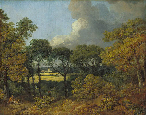 Wooded Landscape with a Peasant Resting Print by Thomas Gainsborough