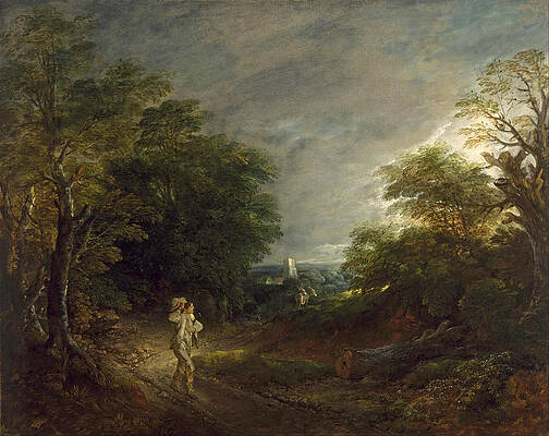 Wooded Landscape with a Woodcutter Print by Thomas Gainsborough