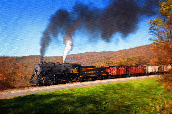 Wall Art - Photograph - Western Maryland Steam train powers along railway by Steven Heap