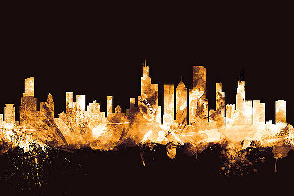 Wall Art - Digital Art - Chicago Illinois Skyline by Michael Tompsett