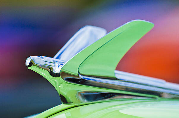 A classic eagle hood ornament of a 1950s Chevrolet, one of