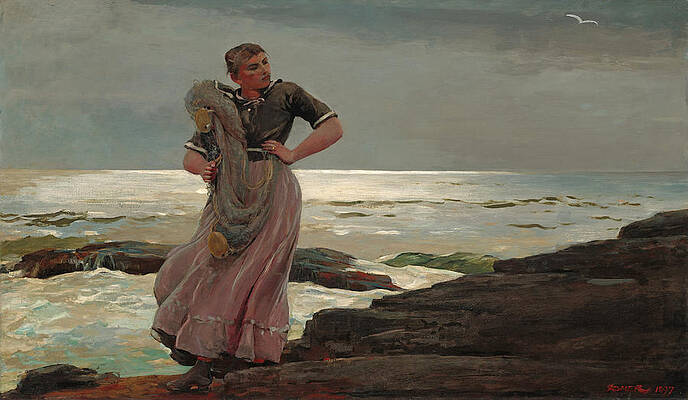 A Light on the Sea Print by Winslow Homer