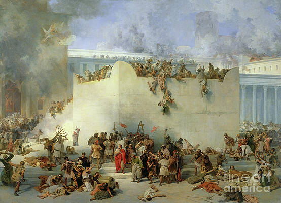 Wall Art - Painting - Destruction of the Temple of Jerusalem by Francesco Hayez