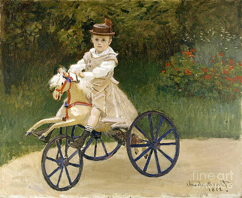 Jean Monet on His Hobby Horse Print by Claude Monet
